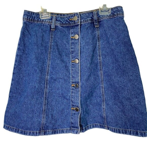 H&M Divided Jean Skirt Full Button Front Size 6 Align - Picture 1 of 5
